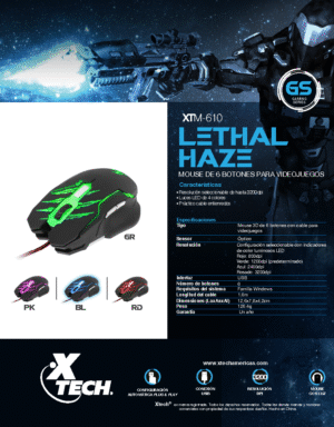 Mouse Gamer Xtech USB 6 Botones con Luces LED - Imagen 6