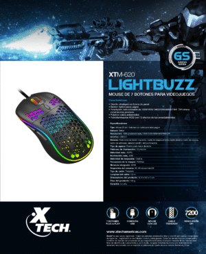 Mouse Gamer Xtech Lightbuzz 7200 DPI - Imagen 6