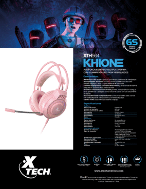 Audífonos Gamer Xtech XTH-564 Khione - Rosado - Imagen 6