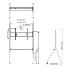 HIKVISION Carro con Soporte Universal para Monitores 55" a 75" DS-D5ABKY2-S - Imagen 2